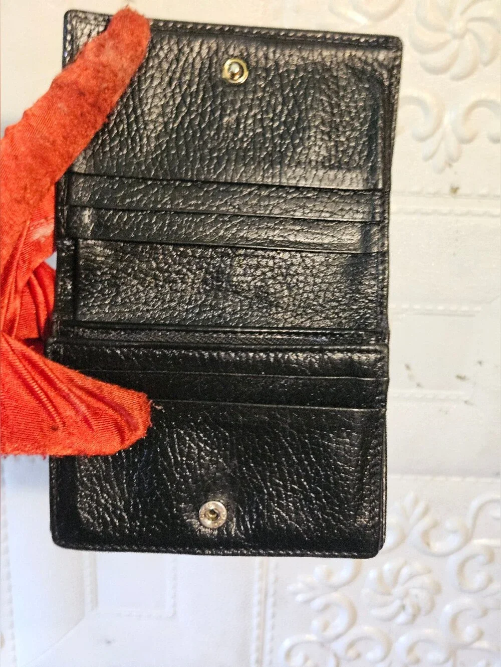 Gucci Marmont Interlocking Black Grained Leather Card Wallet Authentic
